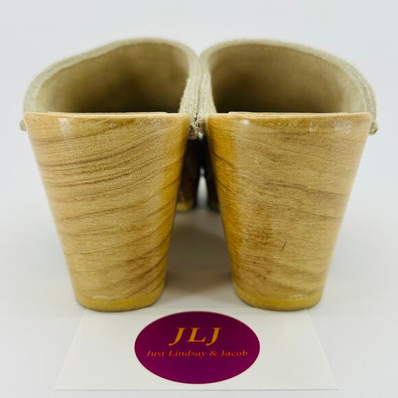 No. 6 Store Women's Old School Chalk Suede High Heel Wooden Clogs Size 37/ 7 US - Picture 6 of 12